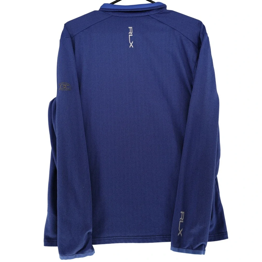 RLX Ralph Lauren Mens Blue Herringbone Quarter Zip Pullover Jacket Size Medium - Picture 3 of 10